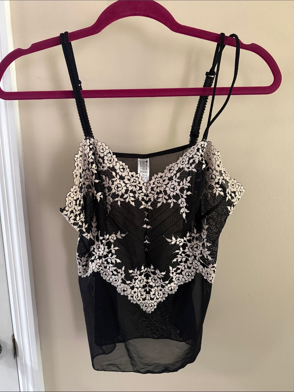 Wacoal Black Camisole with White Floral Lace